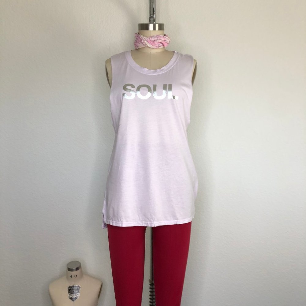 SOUL BY SOULCYCLE Lilac Metallic Soul Tank Silver
